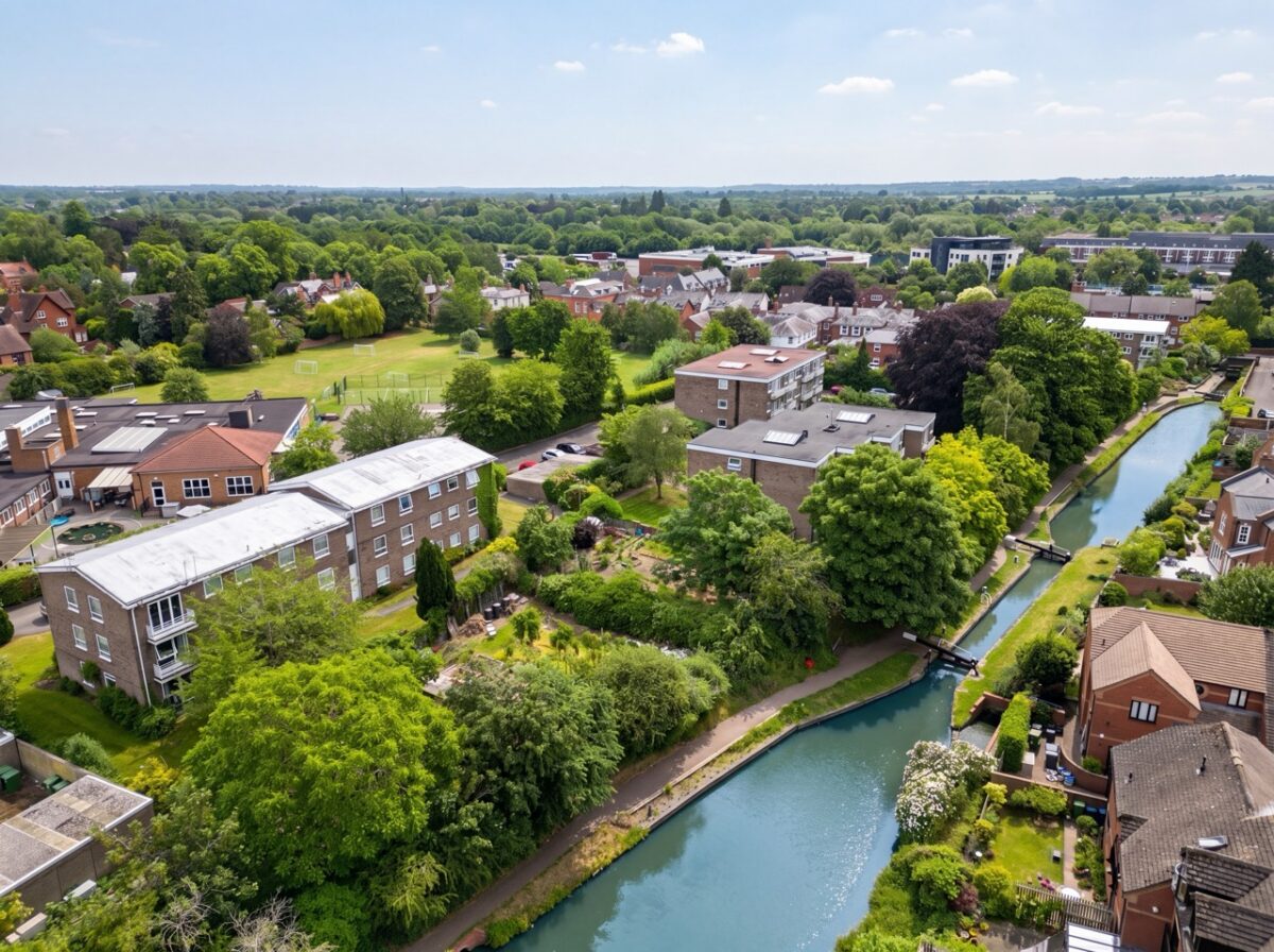 2 bed canal side apartment with garage, walking distance to town